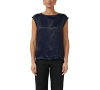 Rundhalsshirt S.OLIVER BLACK LABEL, Damen, Gr. 42, navy, Web, Obermaterial: 95% Baumwolle, 5% Elasthan, unifarben, regular fit normal, Rundhals, Shirts Rundhalsshirt, mit Stretchanteil (81918110-42) n