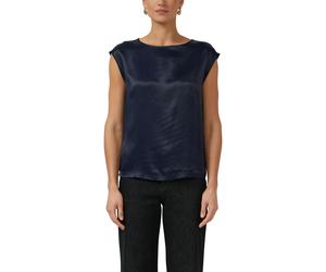 Rundhalsshirt S.OLIVER BLACK LABEL, Damen, Gr. 44, navy, Web, Obermaterial: 95% Baumwolle, 5% Elasthan, unifarben, regular fit normal, Rundhals, Shirts Rundhalsshirt, mit Stretchanteil (81918110-44) n