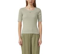Rundhalsshirt S.OLIVER, Damen, Gr. 36, summer khaki stripe, Jersey, Obermaterial: 95% Baumwolle, 5% Elasthan, gestreift, tailliert hüftbedeckend, tiefer Rundhals, abgesteppte Kante, Shirts Rundhalsshi