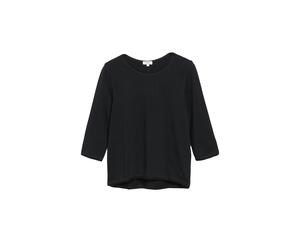 Rundhalsshirt S.OLIVER, Damen, Gr. 38, schwarz, Jersey, Obermaterial: 100% Baumwolle, unifarben, lässig geschnitten hüftbedeckend, Rundhals, abgesteppte Kante, Shirts Rundhalsshirt, 7/8-Arm Sommershir