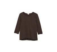 Rundhalsshirt S.OLIVER, Damen, Gr. 42, braun, Jersey, Obermaterial: 100% Baumwolle, unifarben, lässig geschnitten hüftbedeckend, Rundhals, abgesteppte Kante, Shirts Rundhalsshirt, 7/8-Arm Sommershirt 