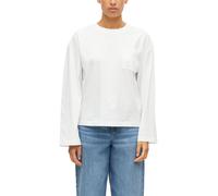 Rundhalsshirt S.OLIVER, Damen, Gr. 44, weiß, Sweatware, Obermaterial: 100% Baumwolle, unifarben, bequem hüftbedeckend, Rundhals, abgesteppte Kante, Shirts Rundhalsshirt, Langarmshirt / Sweatshirt mit 