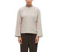 Rundhalsshirt S.OLIVER, Damen, Gr. 46, beige (light taupe melange), Sweatware, Obermaterial: 100% Baumwolle, meliert, bequem hüftbedeckend, Rundhals, abgesteppte Kante, Shirts Rundhalsshirt, Langarmsh