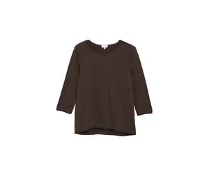Rundhalsshirt S.OLIVER, Damen, Gr. 46, braun, Jersey, Obermaterial: 100% Baumwolle, unifarben, lässig geschnitten hüftbedeckend, Rundhals, abgesteppte Kante, Shirts Rundhalsshirt, 7/8-Arm Sommershirt
