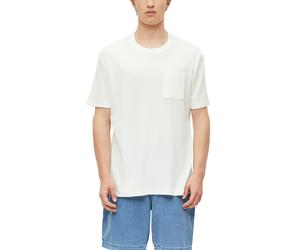 Rundhalsshirt S.OLIVER, Herren, Gr. L, weiß, Single Jersey, Obermaterial: 60% Baumwolle, 40% Polyester, unifarben, normal hüftbedeckend, Rundhals, Shirts Rundhalsshirt, Kurzarmshirt mit Brusttasche un