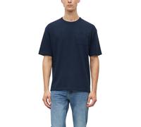 Rundhalsshirt S.OLIVER, Herren, Gr. XL, blau (navy), Jersey, Obermaterial: 100% Baumwolle, unifarben, normal hüftbedeckend, Rundhals, abgesteppte Kante, Shirts Rundhalsshirt, mit Brusttasche / Baumwol