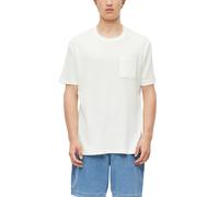 Rundhalsshirt S.OLIVER, Herren, Gr. XL, weiß, Single Jersey, Obermaterial: 60% Baumwolle, 40% Polyester, unifarben, normal hüftbedeckend, Rundhals, Shirts Rundhalsshirt, Kurzarmshirt mit Brusttasche u