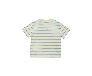 Rundhalsshirt S.OLIVER JUNIOR, Jungen, Gr. 134/140, beige (light beige stripes), Jersey, Obermaterial: 100% Baumwolle, gestreift, normal taillenlang, Shirts Rundhalsshirt, kurz, mit Streifen (48132055