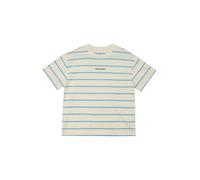Rundhalsshirt S.OLIVER JUNIOR, Mädchen, Gr. 146/152, light beige stripes, Jersey, Obermaterial: 100% Baumwolle, gestreift, normal taillenlang, Shirts Rundhalsshirt, kurz, mit Streifen (48132055-146) l
