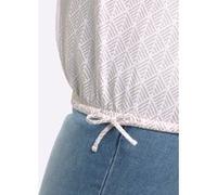 Rundhalsshirt SHEEGO "Halbarmshirt", Damen, Gr. 48/50, sand, weiß, bedruckt, 50% Baumwolle, 50% Modal, bedruckt, gemustert, Rundhals, Shirts Rundhalsshirt (27322223-48) sand, weiß, bedruckt