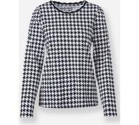 Rundhalsshirt schwarz-weiß-gemustert 52