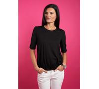 Rundhalsshirt SEIDEL MODEN, Damen, Gr. 34, schwarz (schwarz,99), Jersey, Obermaterial: 95% Viskose, 5% Elasthan, Rundhals, mit Cut Outs, Shirts Rundhalsshirt, mit Cut-Out Details, MADE IN GERMANY, Top