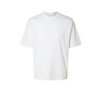Rundhalsshirt SELECTED HOMME "SLHZLOOSE-BOB SS O-NECK TEE", Herren, Gr. M, weiß (hellweiß), Jersey, Obermaterial: 100% Baumwolle, unifarben, loose fit, Rundhals, Shirts Rundhalsshirt (17914316-M) hell