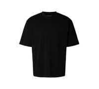 Rundhalsshirt SELECTED HOMME "SLHZLOOSE-BOB SS O-NECK TEE", Herren, Gr. S, schwarz, Jersey, Obermaterial: 100% Baumwolle, unifarben, loose fit, Rundhals, Shirts Rundhalsshirt (55642552-S) schwarz
