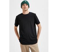 Rundhalsshirt SELECTED HOMME "SLHASPEN SS O-NECK TEE NOOS", Herren, Gr. XL, schwarz, Jersey, Obermaterial: 100% Baumwolle, unifarben, modisch, regular fit normal, Rundhals, Kurzarm, Shirts (57208652-X