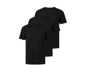 Rundhalsshirt SELECTED "SLHCORMAC SS O-NECK TEE 3-PACK NOOS", Herren, Gr. M, schwarz, Jersey, Obermaterial: 100% Baumwolle, unifarben, regular fit normal, Rundhals, Shirts Rundhalsshirt, Baumwolle, no
