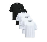 Rundhalsshirt SELECTED "SLHCORMAC SS O-NECK TEE 5 PACK NOOS", Damen, Gr. XXL, weiß (schwarz detail:3x brigh weiß), Jersey, Obermaterial: 100% Baumwolle, unifarben, regular fit normal, Rundhals, Shirts