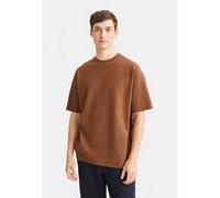Rundhalsshirt SELECTED "SLHLOOSEOSCAR SS O-NECK TEE NOOS", Herren, Gr. S, soft silt, Jersey, Obermaterial: 44% Baumwolle, 35% Polyester, 21% Elastomultiester, unifarben, loose fit normal, Rundhals, Sh