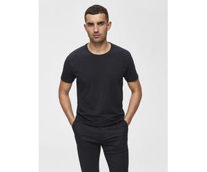 Rundhalsshirt SELECTED "SLHNEWPIMA SS O-NECK TEE NOOS", Herren, Gr. XL, schwarz, Single Jersey, Obermaterial: 95% Baumwolle, 5% Elasthan, unifarben, normal normal, Rundhals, gerader Abschluss, Shirts