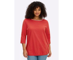 Rundhalsshirt SHEEGO "3/4-Arm-Shirt", Damen, Gr. 52/54, erdbeere, 100% Baumwolle, unifarben, Shirts Rundhalsshirt (89769119-52) erdbeere