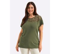 Rundhalsshirt SHEEGO "Halbarmshirt", Damen, Gr. 48/50, grün (oliv), 95% Viskose, 5% Elasthan, unifarben, Rundhals, Shirts Rundhalsshirt (56205134-48) oliv