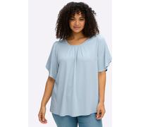 Rundhalsshirt SHEEGO "Shirt", Damen, Gr. 56/58, hellblau, 95% Viskose, 5% Elasthan, unifarben, Rundhals, Shirts Rundhalsshirt (83984740-56) hellblau