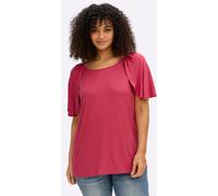 Rundhalsshirt SHEEGO "T-Shirt", Damen, Gr. 40/42, erdbeere, 95% Viskose, 5% Elasthan, unifarben, Rundhals, Shirts Rundhalsshirt (67239068-40) erdbeere