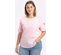Rundhalsshirt SHEEGO "T-Shirt", Damen, Gr. 48/50, hellrosé, weiß, geringelt, 100% Baumwolle, gemustert, gestreift, Rundhals, Shirts Rundhalsshirt (50768828-48) hellrosé, weiß, geringelt