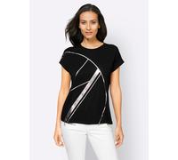 Rundhalsshirt "Shirt", Damen, Gr. 44, schwarz, 95% Viskose, 5% Elasthan, RICK CARDONA BY HEINE, bedruckt, gemustert, metallic, unifarben, Rundhals, Shirts Rundhalsshirt (21539469-44) schwarz