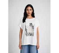 Rundhalsshirt SMITH & SOUL, Damen, Gr. L, weiß, Single Jersey, Material: 47% Baumwolle, 47% Modal, 6% Elasthan, bedruckt, oversize normal, Rundhals, Shirts Rundhalsshirt, mit überschnittener Schulter 