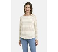 Rundhalsshirt SMITH & SOUL, Damen, Gr. M, beige (sand), Material: 100% Baumwolle, gestreift, slim fit normal, Raglanärmel offene Kante, Shirts Rundhalsshirt, mit offenen Kanten (34569735-M) sand