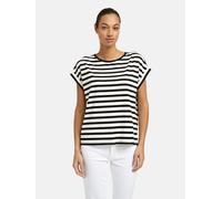 Rundhalsshirt SMITH & SOUL, Damen, Gr. M, schwarz, Single Jersey, Material: 46% Baumwolle, 46% Lyocell, 8% Elasthan, gestreift, oversize normal, Rundhals, angeschnitten gerader Abschluss, Shirts Rundh