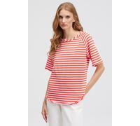 Rundhalsshirt SMITH & SOUL, Damen, Gr. S, rot (chili), Single Jersey, Material: 100% Baumwolle, gestreift, regular fit normal, Rundhals, Raglanärmel offene Kante, Shirts Rundhalsshirt, mit offener Kan