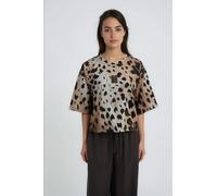 Rundhalsshirt SMITH & SOUL, Damen, Gr. XL, braun (schwarz choc print), Single Jersey, Obermaterial: 100% Baumwolle, gemustert, mehrfarbig, gerade hüftlang, Rundhals, abgesteppte Kante, Shirts Rundhals