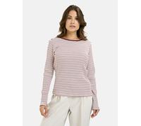 Rundhalsshirt SMITH & SOUL, Damen, Gr. XXL, bordeaux, Rippware, Material: 94% Baumwolle, 6% Elasthan, gestreift, regular fit normal, Rundhals, eingesetzt gerader Abschluss, Shirts Rundhalsshirt, mit B