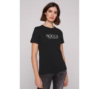 Rundhalsshirt SOCCX, Damen, Gr. 3XL, schwarz, Single Jersey, Material: 100% Baumwolle, bedruckt, slim fit normal, Rundhals, eingesetzt gerader Abschluss, Shirts Rundhalsshirt, aus Baumwolle (48845815-