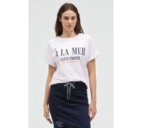 Rundhalsshirt SOCCX, Damen, Gr. 3XL, weiß, Single Jersey, Material: 100% Baumwolle, bedruckt, regular fit normal, Rundhals, eingesetzt, Shirts Rundhalsshirt, mit Turn-Up-Ärmel (91198530-XXXL) weiß