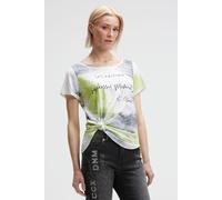 Rundhalsshirt SOCCX, Damen, Gr. L, electric lemon, Single Jersey, Material: Grundmaterial: 100% Polyester, Ausbrenner: 100% Viskose, Glitzermuster, bedruckt, loose fit normal, Rundhals, eingesetzt, Sh