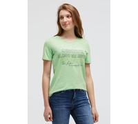 Rundhalsshirt SOCCX, Damen, Gr. L, grün (milky grün), Single Jersey, Material: 95% Baumwolle, 5% Elasthan, bedruckt, slim fit normal, Rundhals, eingesetzt gerader Abschluss, Shirts Rundhalsshirt, mit 