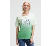 Rundhalsshirt SOCCX, Damen, Gr. L, ivory, milky grün, Single Jersey, Material: 100% Baumwolle, regular fit normal, Rundhals, eingesetzt gerader Abschluss, Shirts Rundhalsshirt, mit Farbverlauf (427550