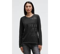Rundhalsshirt SOCCX, Damen, Gr. L, schwarz, Single Jersey, Material: 100% Baumwolle, Glitzermuster, bedruckt, regular fit normal, Rundhals, eingesetzt gerader Abschluss, Shirts Rundhalsshirt, aus Baum