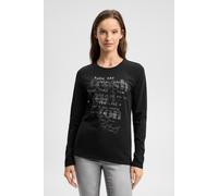 Rundhalsshirt SOCCX, Damen, Gr. L, schwarz, Single Jersey, Material: 95% Baumwolle, 5% Elasthan, bedruckt, slim fit normal, Rundhals, eingesetzt gerader Abschluss, Shirts Rundhalsshirt, mit Baumwolle