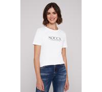 Rundhalsshirt SOCCX, Damen, Gr. L, weiß, Single Jersey, Material: 100% Baumwolle, bedruckt, slim fit normal, Rundhals, eingesetzt gerader Abschluss, Shirts Rundhalsshirt, aus Baumwolle (13828943-L) we
