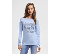 Rundhalsshirt SOCCX, Damen, Gr. M, blau heaven, Single Jersey, Material: 95% Baumwolle, 5% Elasthan, bedruckt, slim fit normal, Rundhals, eingesetzt gerader Abschluss, Shirts Rundhalsshirt, mit Baumwo