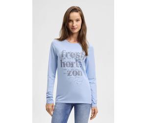 Rundhalsshirt SOCCX, Damen, Gr. M, blau heaven, Single Jersey, Material: 95% Baumwolle, 5% Elasthan, bedruckt, slim fit normal, Rundhals, eingesetzt gerader Abschluss, Shirts Rundhalsshirt, mit Baumwo