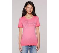 Rundhalsshirt SOCCX, Damen, Gr. M, coral pink, Single Jersey, Material: 100% Baumwolle, bedruckt, slim fit normal, Rundhals, eingesetzt gerader Abschluss, Shirts Rundhalsshirt, aus Baumwolle (60575222