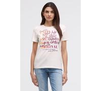 Rundhalsshirt SOCCX, Damen, Gr. M, weiß, Material: 95% Baumwolle, 5% Elasthan, bedruckt, regular fit normal, eingesetzt gerader Abschluss, Shirts Rundhalsshirt, mit Baumwolle (36394517-M) weiß