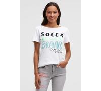 Rundhalsshirt SOCCX, Damen, Gr. M, weiß, Web, Material: 100% Baumwolle, bedruckt, regular fit normal, U-Boot-Ausschnitt, eingesetzt gerader Abschluss, Shirts Rundhalsshirt, aus Baumwolle (68216052-M)