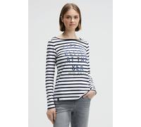 Rundhalsshirt SOCCX, Damen, Gr. S, blau, Single Jersey, Material: 100% Baumwolle, bedruckt, gestreift, slim fit normal, U-Boot-Ausschnitt, eingesetzt gerader Abschluss, Shirts Rundhalsshirt, mit U-Boo