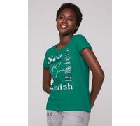 Rundhalsshirt SOCCX, Damen, Gr. S, grün (bottle grün), Single Jersey, Material: 100% Baumwolle, bedruckt, regular fit normal, Rundhals, eingesetzt gerader Abschluss, Shirts Rundhalsshirt, aus Baumwoll